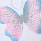 Butterfly Wing Set Sequin Star Cosplay Wings with Fairy Wand and Headband Costumes Props for Party Accessories-Outfit