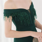Fringe Tassels Off Shoulder Formal Mermaid Evening