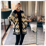 White Black Open Stitch Cardigan Autumn Winter Fashion Women Sweater Gilet Femme Manche Longue Oversize Casual Outwear 2022
