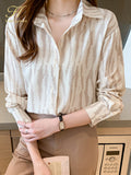 Han Queen Women Tops Spring Autumn Turn-Down Collar Blouses Korean Elegant Office Shirt Long Sleeve Chiffon Blouse Simple 2023-Outfit