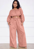 Casual Crop Top and Suspender Wide Pants