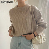 Vintage O-Neck Women Pullovers Sweaters Tops Long Sleeve Loose Female Knitted Jumpers 2022 Autumn Winter