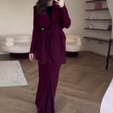 Solid Color Tie In Autumn 2025 With Waist Suit Half-Dress Commuting
