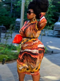 Plus Size Casual Print Long Sleeve Long