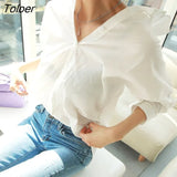 Collar Cotton White Blouse Shirts Women Embroidery Floral Hollow Out Sexy Female Shirt Tops Loose Casual Blouses