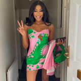 New Pink Spaghetti Strap Dresses Women Sleeveless A-Line Backless Mini Dresses Summer Beach Vacation Sexy Ladies