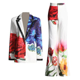2025 New Printing Design Two-Piece Velvet Blazer Suit Jacket + High-Waisted Micro-Slave Suit Women's