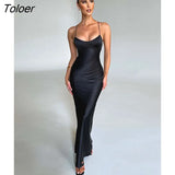 Sleeveless Bodycon Long Dress For Women 2023 Autumn New Spaghetti Strap Satin Backless Maxi Dresses Vestido