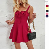 Breast-Wearing With Solid Color A Skirt With Mini Dress Sling