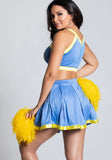 Blue Preppy Style Halter Sleeveless High Waist Letter Print Mini CheerleaderTwo Piece Skirt