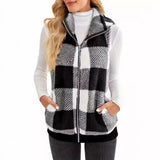 Women's Vest 2025 New Lattice Plush Shirt Vest Collar Sleeveless Women's