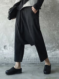 New Spring Solid Color High Elastic Waist Black Losoe Knitting Split Joint Cross Pants Women Trousers Fashion Tide