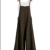 2025 Cotton Backpack Trousers Loose Solid Color Strap Broad Leg Pants Casual