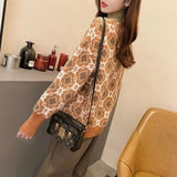 Winter Korean Female Geometric Jacquard Sweaters Vintage Fashion Patchwork Turtleneck Knitted Jumpers Women's