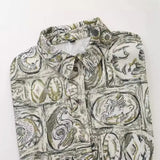 New Printed Lapel Shirt Dress With Belt Cuffs Bow Tie For Women 2183047-Outfit