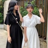 Dresses Women Friends Various Colors Summer College Sweet Solid Button Stylish Soft All-match Korean Loose Clothes