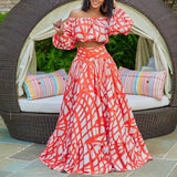 Spring Plus-Size Women's Temperament Elegant Print Skirt Fashion