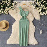 Knitted Collar Dress Women's Summer Irregular Light Luxury Open Design Pure Hottie
