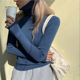 2022 Autumn Candy Colors Tops Slim Women Pullover Knitted Sweater Jumper Soft Warm Jumper Basic Turtleneck Women