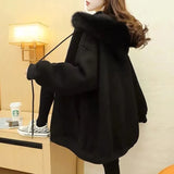 Plush Thicken Warm Mid-length Hooded Solid Cardigan Women's Sweater 2021 Autumn Winter New Loose Style Wild Jacket