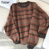 Pullover Patchwork Loose Lantern Long Sleeve Women Simple Knitted Sweater Elegant All-match Oversize Streetwear Clothes 319-1-Outfit