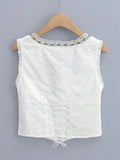White Spliced Lace Ruched Slim Sexy Corset Women Summer Back Cross Lace-up Bandage Tank Tops Rope Square Collar Crop Top-Outfit