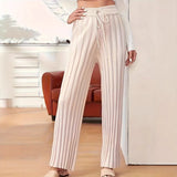 Wish Texture Knitted Trousers Tight Solid Color Casual Loose Straight Women's