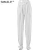 Autumn Lace Up Pencil Pants Sexy High Waist Pants Casual Pockets Zipper Trousers Women Office Lady Pants Street
