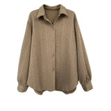 Women White Pattern Three-dimensional Big Size Blouse New Lapel Long Sleeve Loose Shirt Fashion Spring Autumn 2023