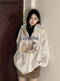Hoodie Women Clothing Cat Print Long Sleeve Zipper Jackets 2023 Ropa Mujer Thicked Fashion Casual Hooned Y2k Sweatshirt-Outfit