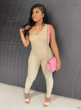 Sexy One Shoulder Sleeveless Solid Full Length Skinny