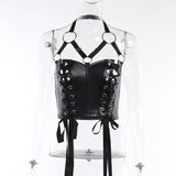 Summer New Personality Trend Hot Girls Sexy Corns Dark Straps Neck Vest Women's Dress-Outfit