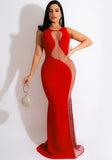 Sleeveless Patch Beaded Mermaid Long Evening