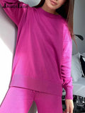 Casual Knitted Women Sweater Tracksuit Long Sleeve Winter 2021 Pullover Shirt Top High Waisted Pants Two Piece