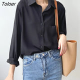 White Shirts for Women Top Turn-down Collar Solid Female Shirts Casual Office Ladies Tops 2023 Spring Summer Blouses