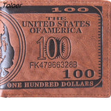 Men'S Wallets With 100 Us Dollar Pattern Wallet Male Leather Wallet Photo Card Holder Fashion Large Capacity