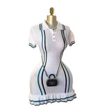 Scented Knitted Dress Woman's New French Retro Collared Waist Thin Lotus Leaf-Side