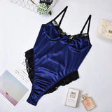 Paris Satin Lace Bodysuit Women Sexy One Piece Backless Half Cup Bodysuits New Nightwear Skinny Romper Mujer