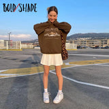 Bold Shade Indie Goblincore Aesthetic Sweatshirt Letter Graphic Embroidery Streetwear 90s Hoodies Grunge Fashion Women Loose