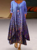 Clothes Spring Summer 2022 Plus Size 5xl Elegant Flowers Print Long Sleeve Vintage Asymmetrical Hem Casual Loose