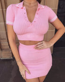 Pieces Sets Women Ribbed Crop Top and Skirts Set Casual Knitting Bustier Corset Women Bodycon Suits T Shirt Dresses for