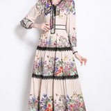 Style Elegant Floral High-Sense Dress With Bow Bow To Clear Thin Lace Lace Knee