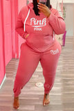 Plus Size Sportwear Print Long Sleeve Hoodies And Pant 2 Piece