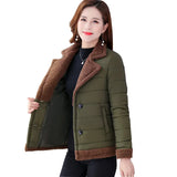 Autumn Winter Women Short Cotton Parka lambswool collar Cotton clothing Warm Jacket Plus size Female Wadded Outerwear