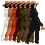 Tassel Knitted Sweater Sexy Two Piece Set Matching Pants Sets Fashion Winter Outfits for Women 2021 Wholesale