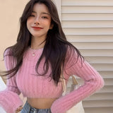 Mink Cashmere Knitted Pullover Women's Autumn New Sweater Pure Desire Short Tight-fitting Long-sleeved