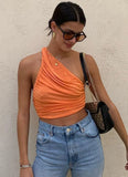 One Shoulder Pleated Party Crop