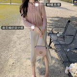 Waxy Sweater Autumn And Winter 2024 New Bow Simple Gentle Long-Sleeved Knitted Cardigan With Fashionable Temperament-Outfit