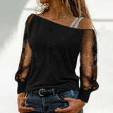 Fashion Woman T shirts Long Sleeve Tee Solid Colour Sexy Off Shoulder Tops Casual Streetwear Vintage Women Clothes