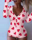 2023 Valentine's Day Sexy Bodycon Playsuits Long Sleeve Butt Flap Rompers Women Sleepwear One Piece Nightwear Outfits-Outfit